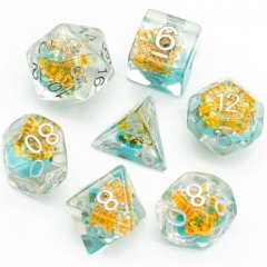 Yellow Flower with Blue Skull  Dice