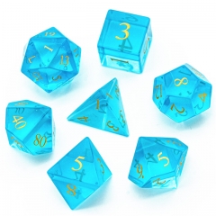 Blue Glass Dice with Black PU leather Hexagon Box