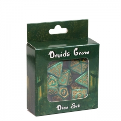 Druid Green Marble Pattern Dice with Box