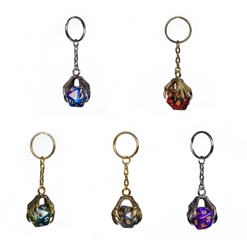 D20 Mixed Color Dragon Claw Keychain