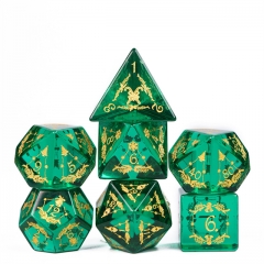 Green Glass Christmas Pattern with Black PU leather Hexagon Box
