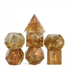 Blonde Hair Glass Dice with Black PU leather Hexagon Box